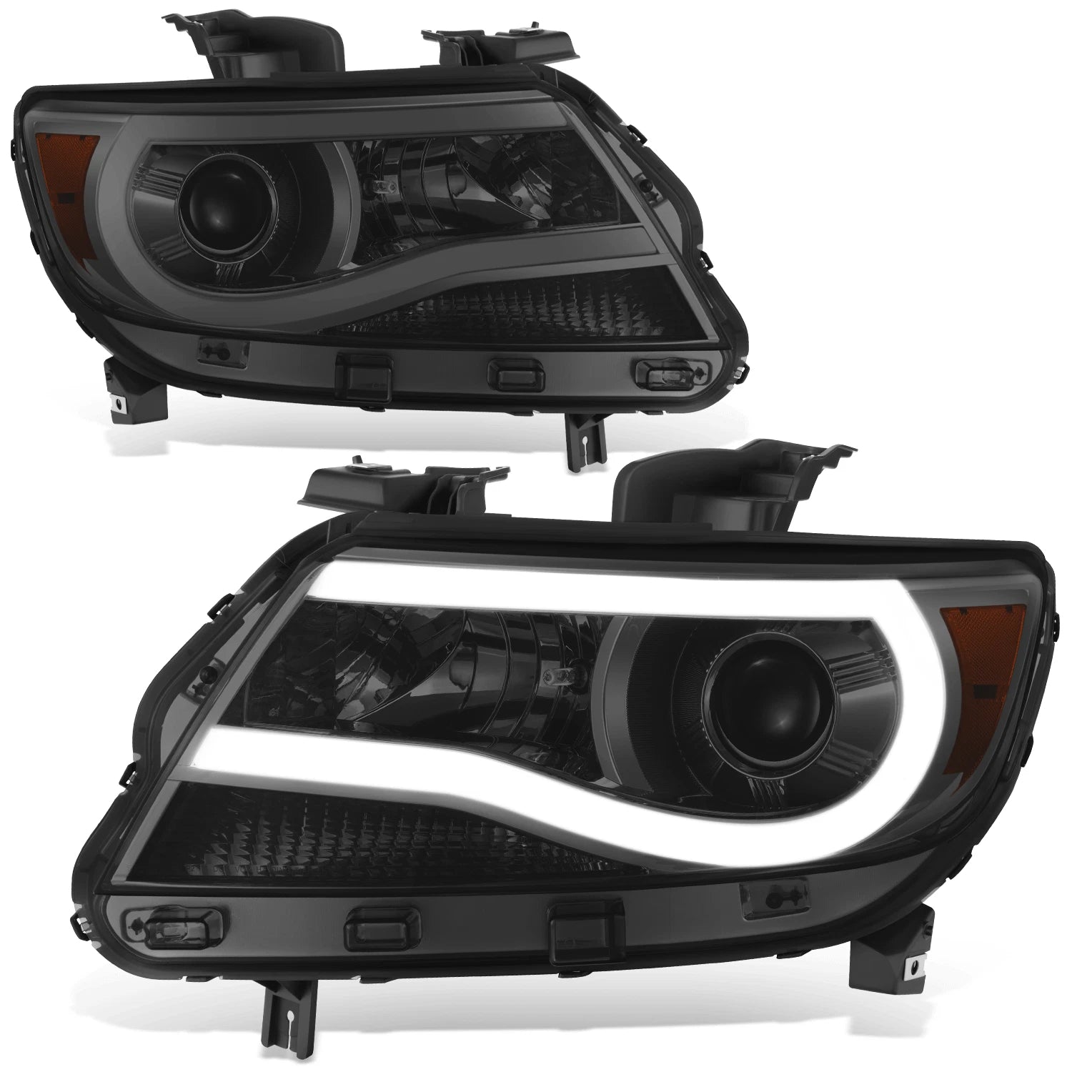 3D LED Bar Chrome Smoked Amber Projector Headlights for Chevrolet Colorado (2015–2022)