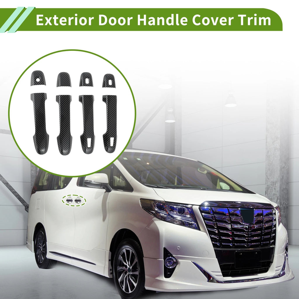 Exterior Door Handle Cover Trim for Toyota Alphard (2015–2021) Carbon Fiber Black