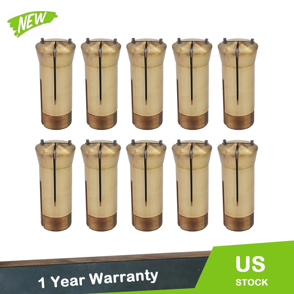 Set of 10 Brass Collets for Lathe Milling (1/16" 5C)