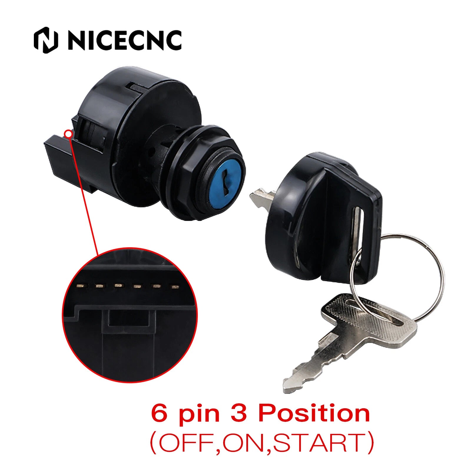 Starter Ignition Key Switch Kit for Polaris ATP 330/500 (2004–2005), Ranger 800 (2010–2017)