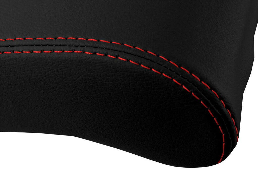 Leather Console Lid Armrest Cover for Chrysler Sebring (2001–2006) Red Stitch