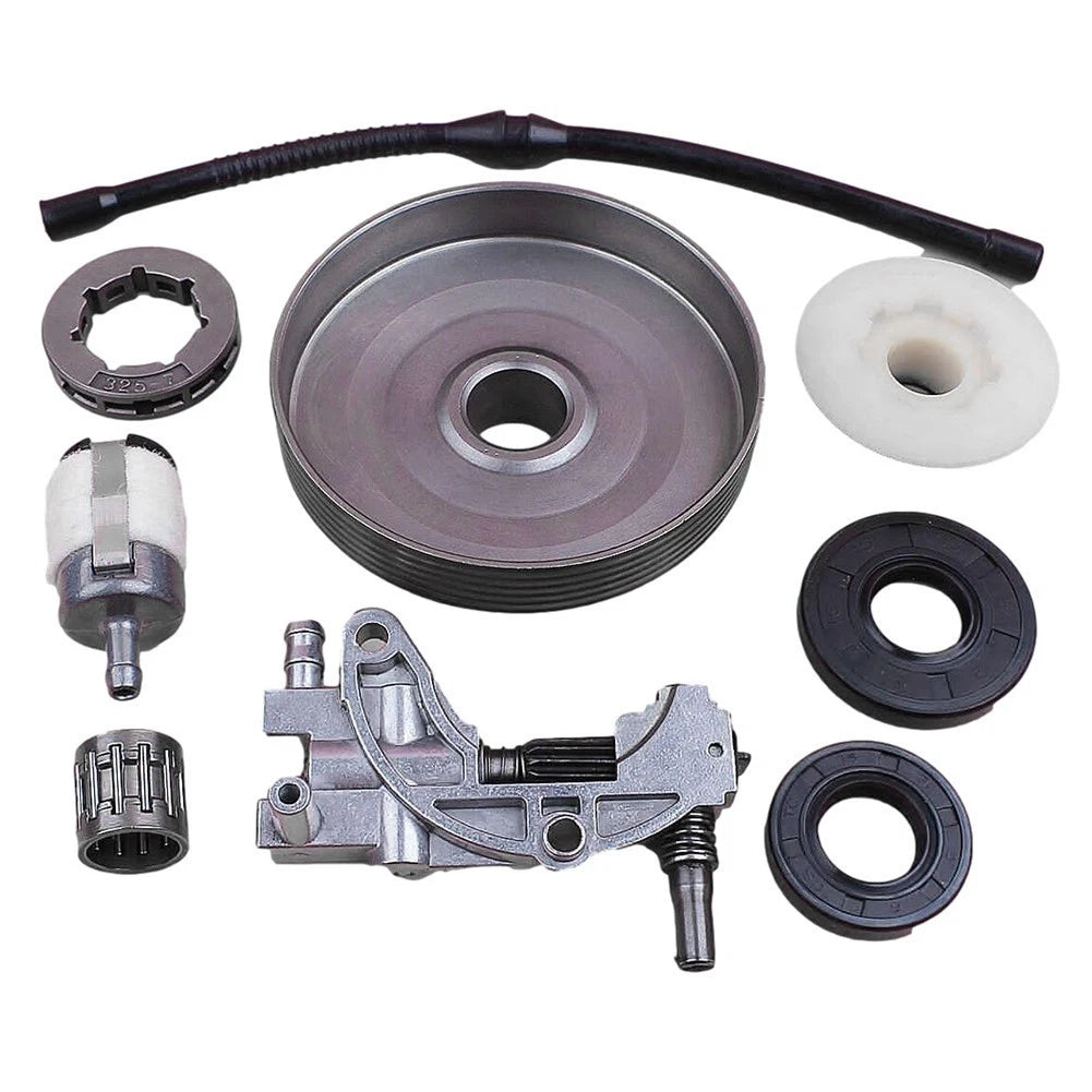Complete Oiling Set for Chainsaws (Clutch Drum, Sprocket, Rim, Fuel Filter)