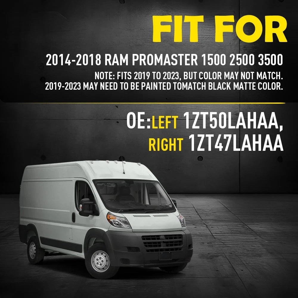 Set of 2 Front Gray Door Molding Trim for Ram Promaster 1500 2500 3500 (2014–2018)