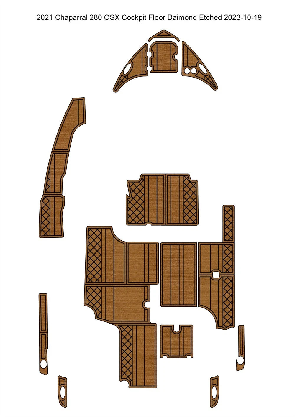 Cockpit Pads for Chaparral 280 OSX (2021) - EVA Foam Faux Teak Floor Mat