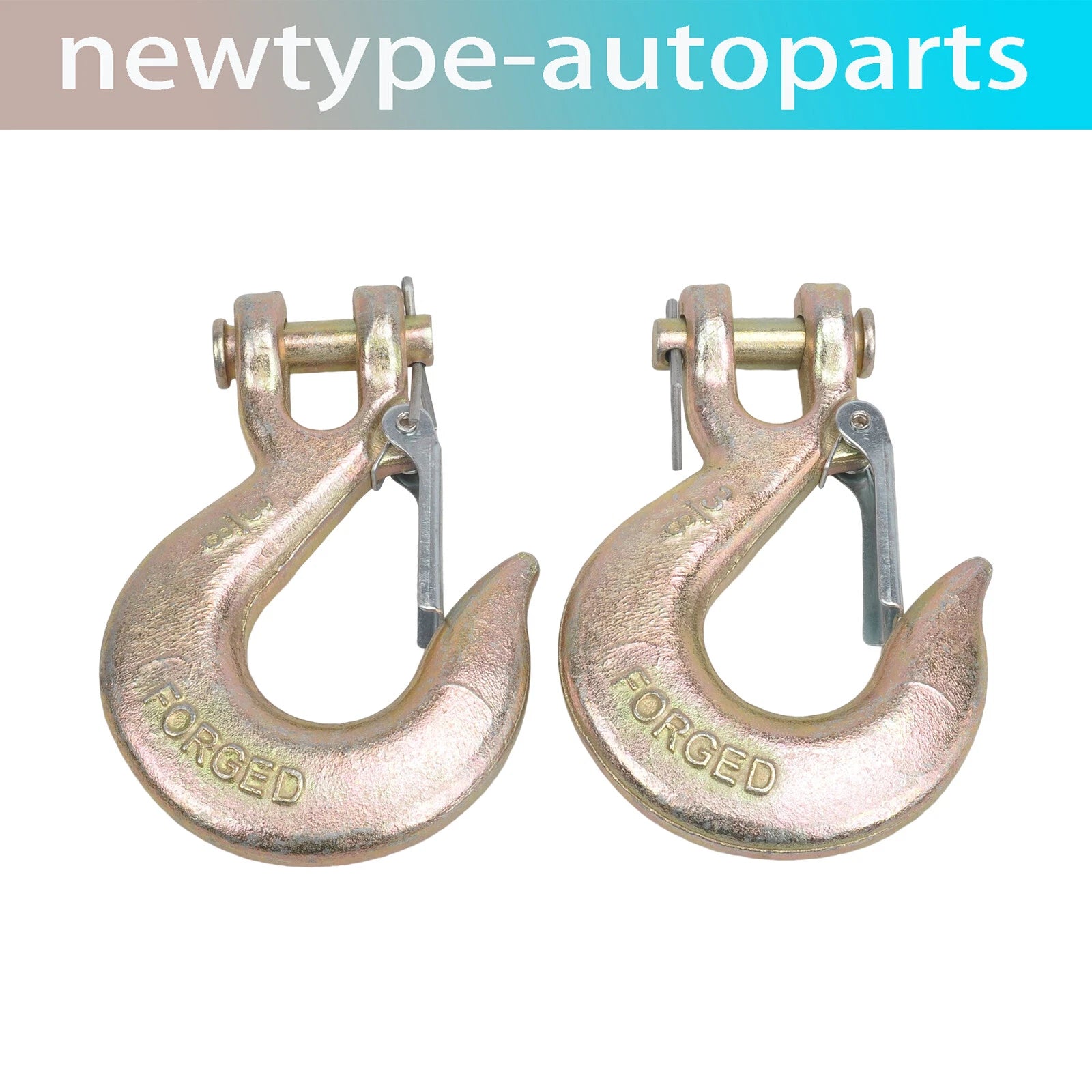 2X Clevis Slip Hook 3/8" Tow Chain Hook with Latch for Trailer Truck