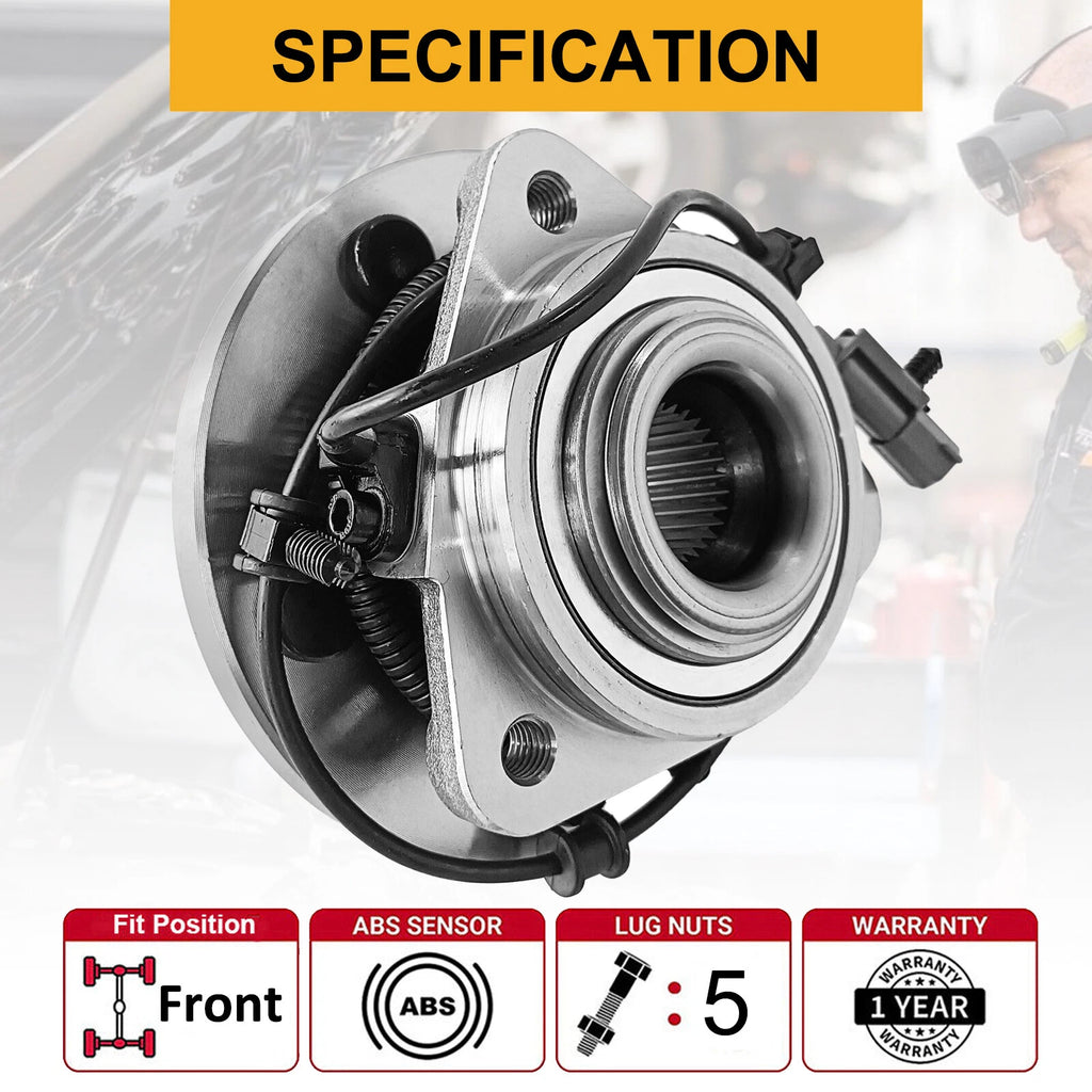 Pair Front Wheel Bearing & Hub for Jeep Grand Cherokee Commander (2005–2010)