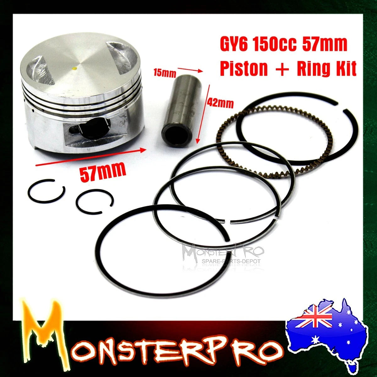 Piston Assembly for GY6 150cc ATV, Go Kart, Moped & Scooter (2000–2023)