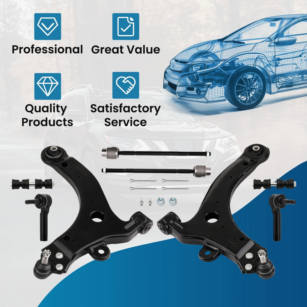 Set of 8 Front Lower Control Arms Tie Rod Sway Bar for Chevy Impala (2000–2013)