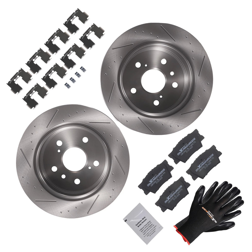 Set of 2 Rear Brake Rotors & Ceramic Pads for Lexus ES350 (2007–2012) Toyota Camry (2007–2011)