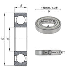 Deep Groove Ball Bearing 6212ZZ for Scooter Skateboard (60x110x22mm)