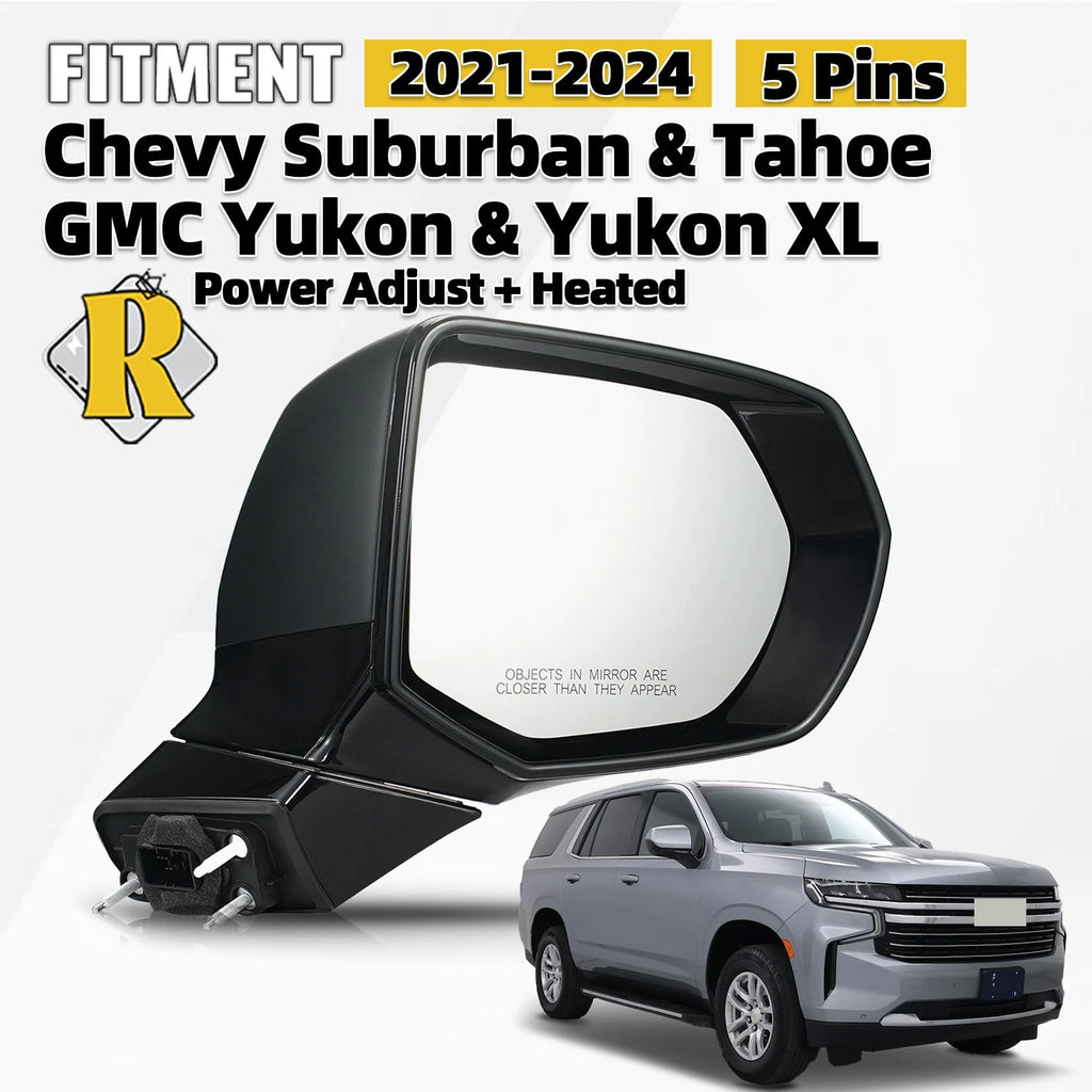 Heated Side Mirror for Chevy Suburban Tahoe & GMC Yukon (2021–2024) 5 Pins