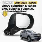 Heated Side Mirror for Chevy Suburban Tahoe & GMC Yukon (2021–2024) 5 Pins