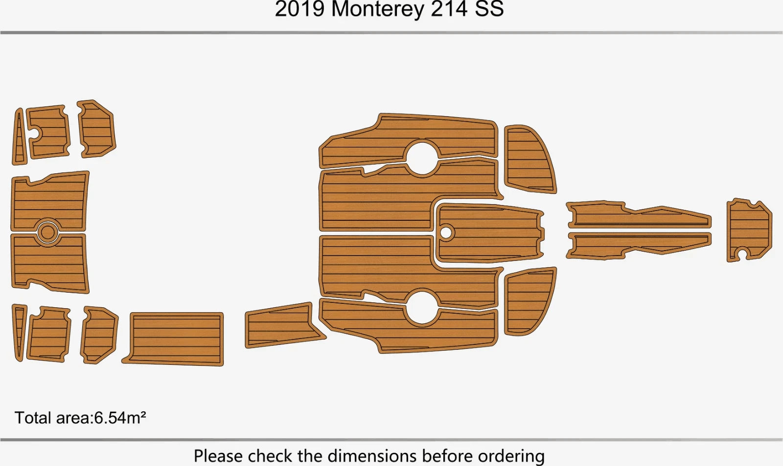 EVA Pads for Monterey 214 SS (2019) - Teak Faux Flooring Mats
