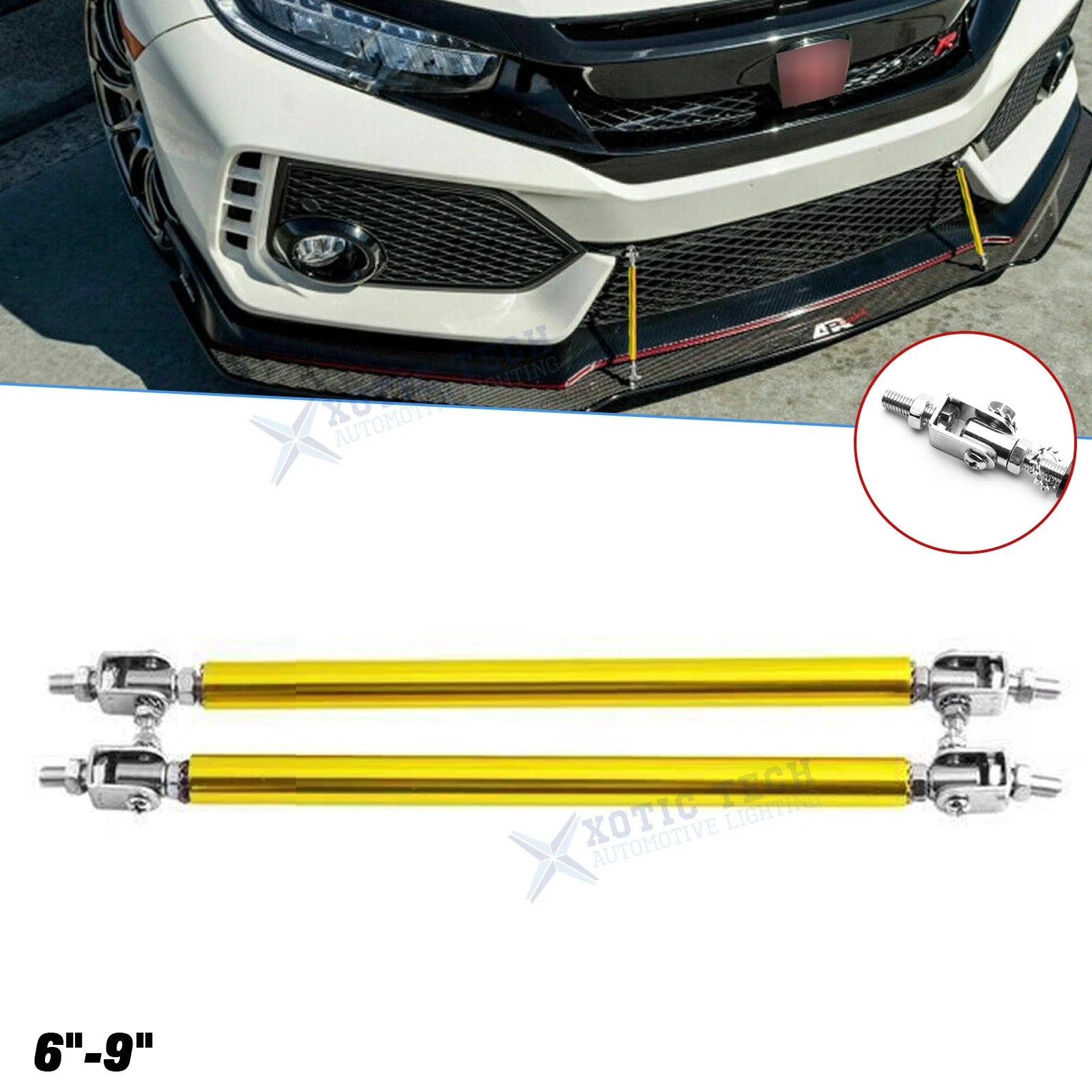 Sporty Gold Bumper Splitter Diffuser for Honda Accord Civic Pilot (2013–2017)