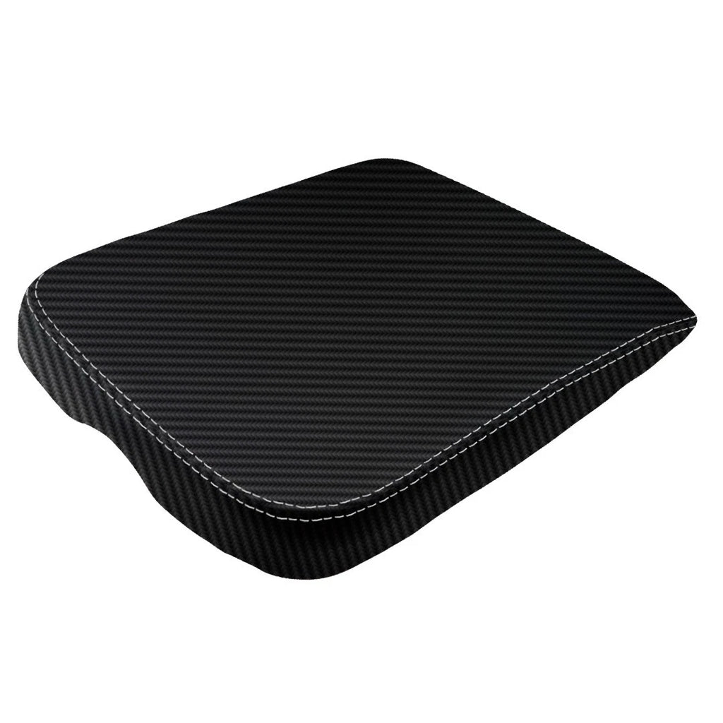 Console Armrest Cover for Dodge Ram (2002–2008) PVC Carbon Fiber White Stitch