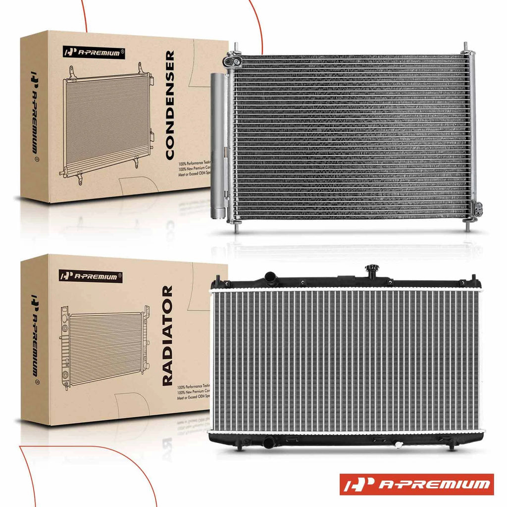 2Pc Aluminum Radiator & AC Condenser for Honda Accord (2014–2015)
