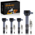 Set of 4 Ignition Coils & Spark Plugs for Honda Civic (2001–2005) L4 1.7L 30520PDKA01
