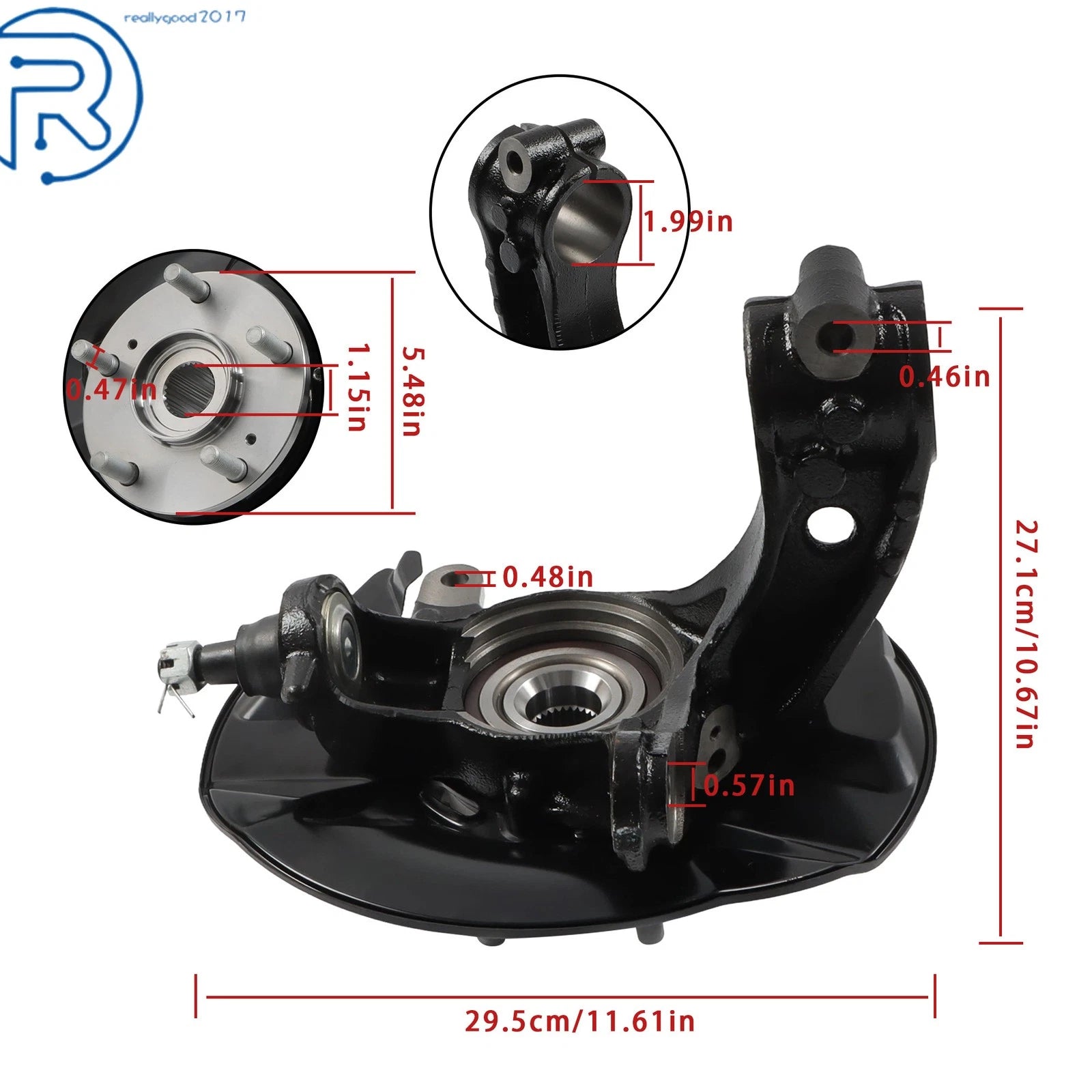2X Front Wheel Bearing Hub Knuckle Assembly for Honda Accord (2013–2017)