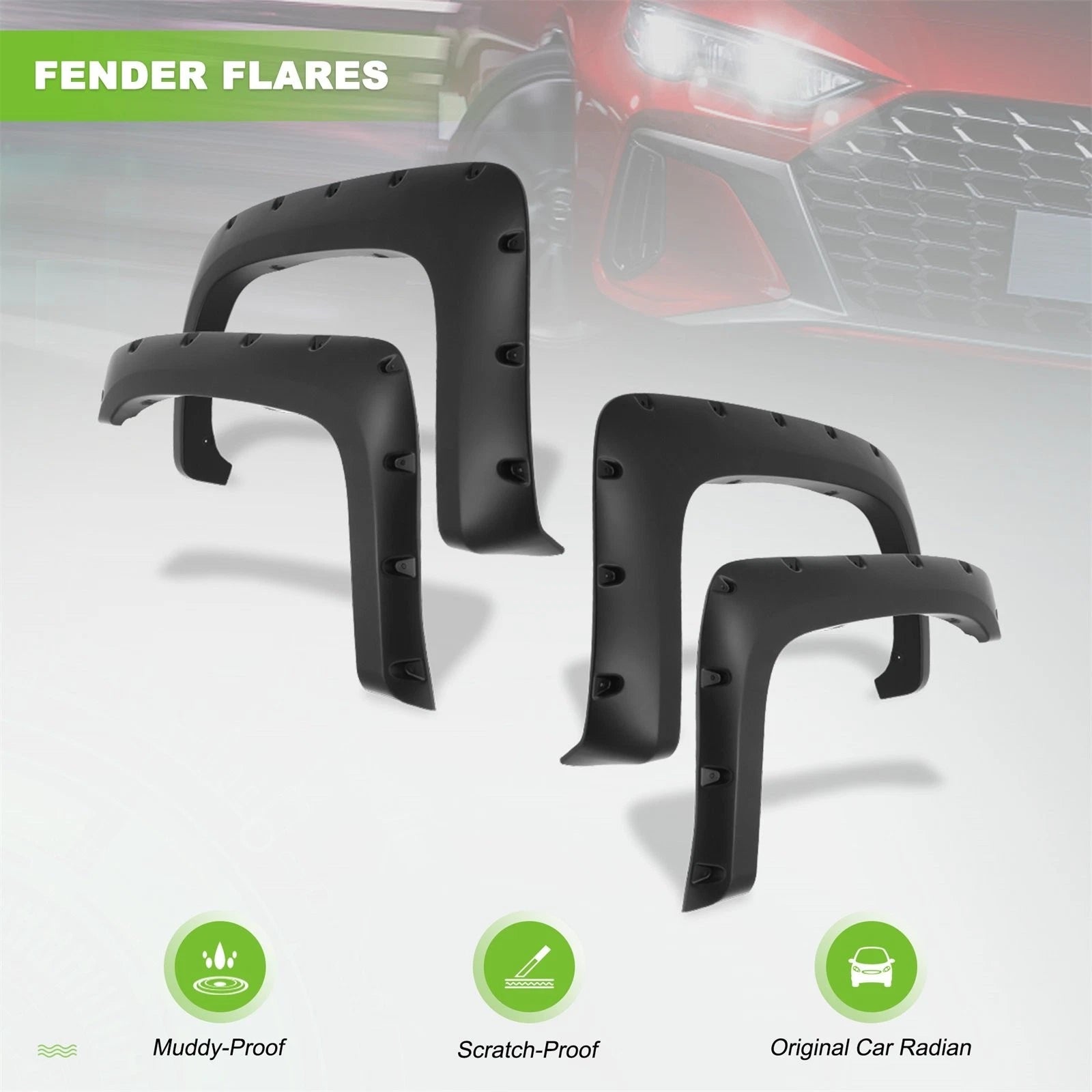 Set of 4 Pocket Style Fender Flares for Chevy Silverado 1500 (2007–2013)