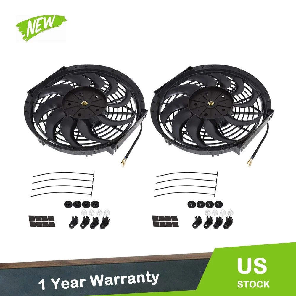 Set of 2 Universal 12" Electric Radiator Cooling Fans 12V