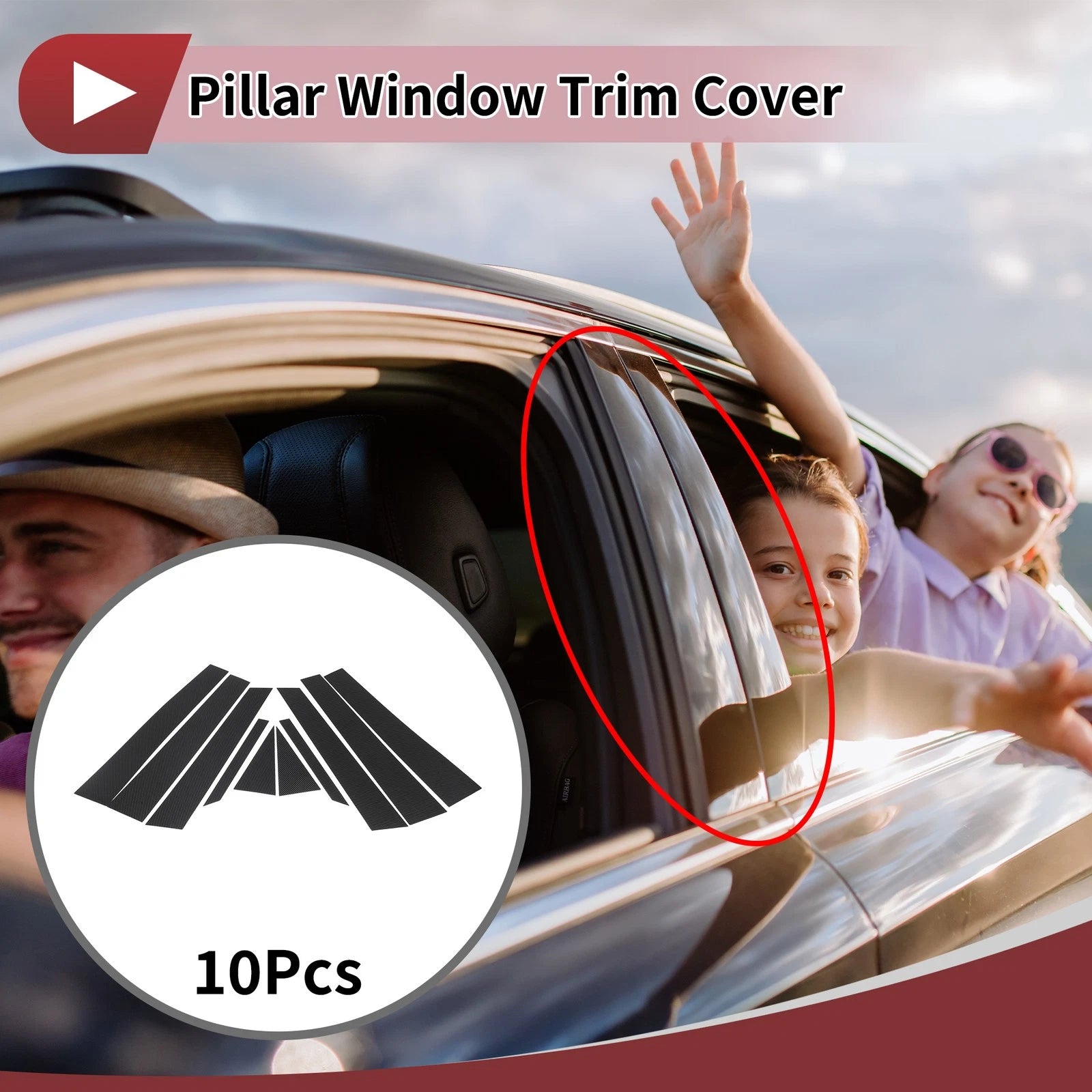Set of 10 Door Pillar Window Trim for Volkswagen Touareg (2019–2024)
