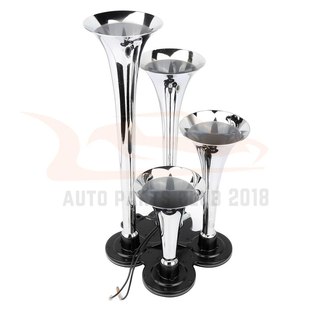 12V 150 DB 4-Trumpet Train Air Horn Kit for Universal Fit