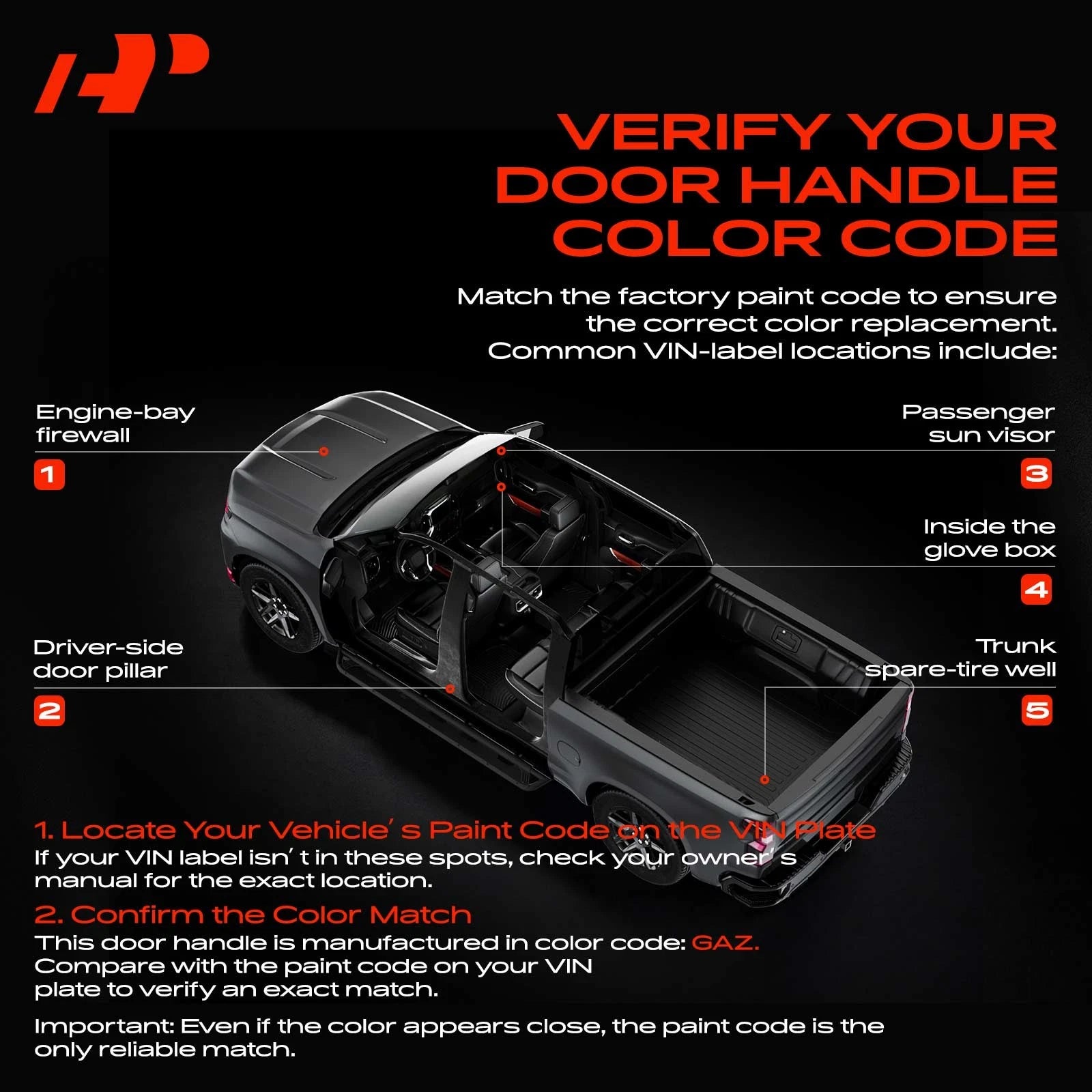 Rear Painted Door Handle for Chevy Silverado 1500 (2019â2023)