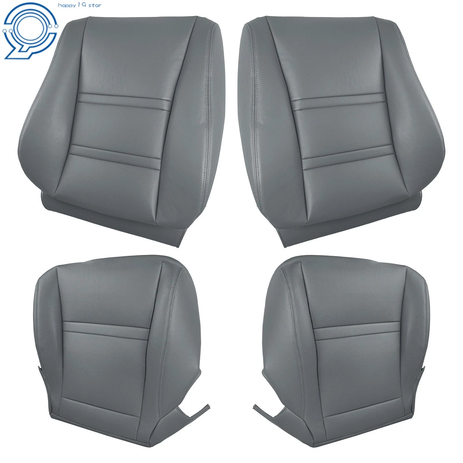 Set of 2 Front Seat Covers for Toyota Land Cruiser (1990–1997) Gray Leather