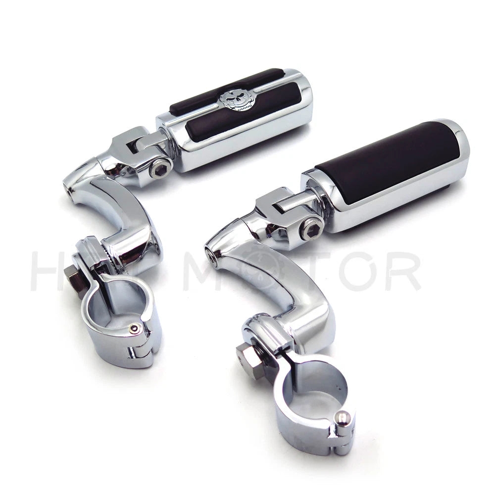 Chrome 360 Adjustable Skull FootPeg Kit for Honda VTX1300 (2003–2009)