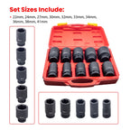 Set of 10 Deep Impact Sockets for Metric Vehicles (22mm-41mm)