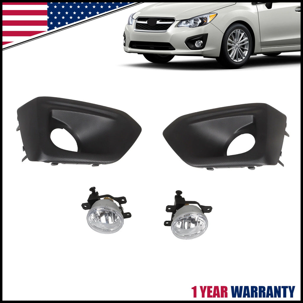 Pair of Fog Lights for Subaru Impreza (2012–2014) - Front Bumper Lamps w/ Bezel