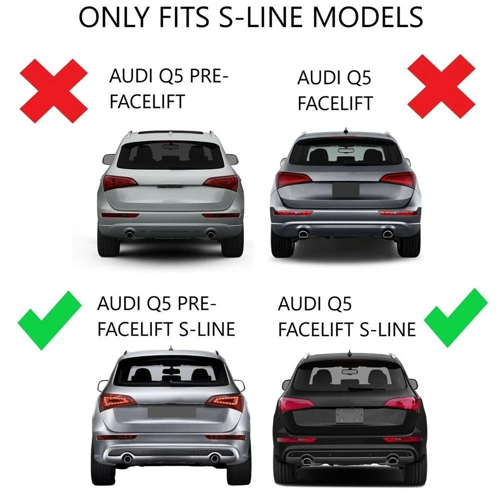 Rear Bumper Tow Cover for Audi Q5 8R (2008–2016) S-Line Black ABS