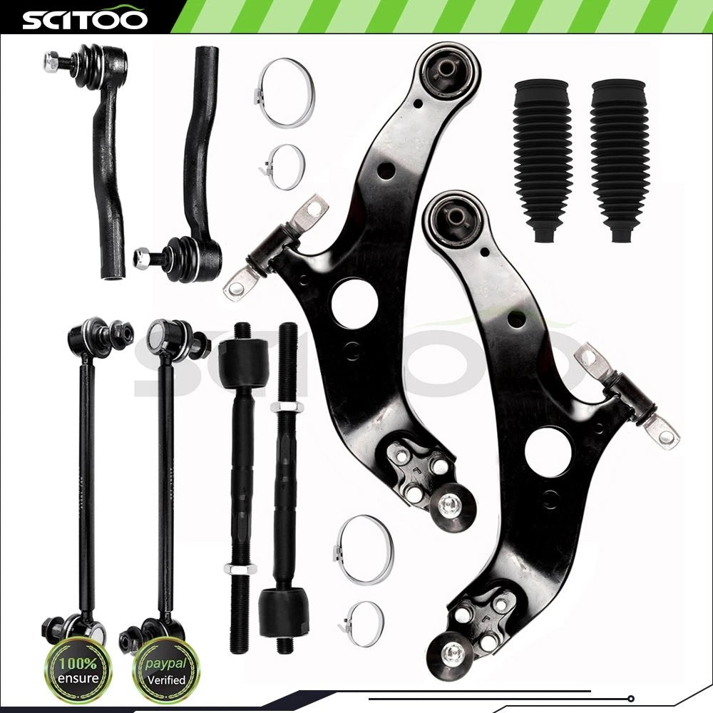 10Pcs Front Lower Control Arm Tie Rod End Sway Bar for Toyota Sienna (2004–2010)