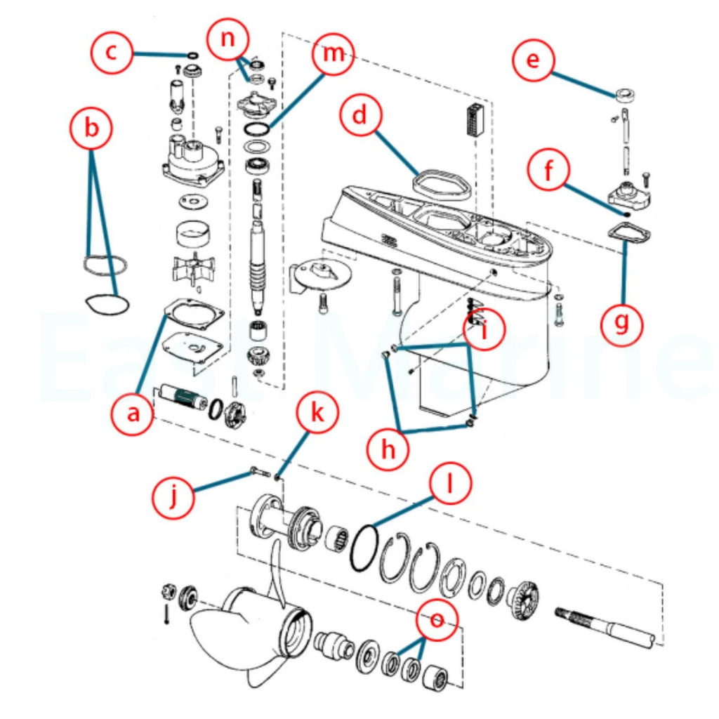 Seal Kit Lower Gearcase for Johnson Evinrude 35-75hp (396355, 18-2659)