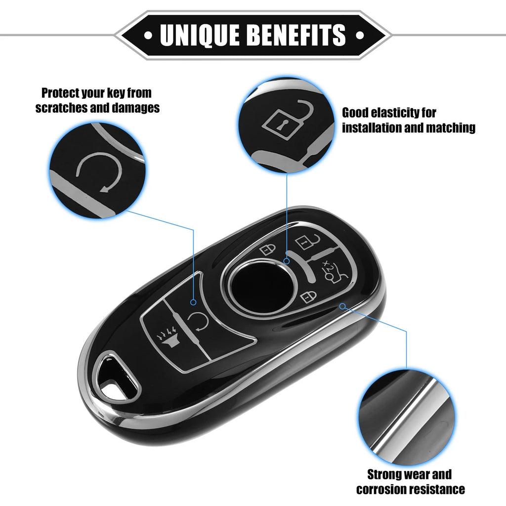 6 Button Key Fob Case Cover for Buick Encore, Enclave (2013–2021) TPU Black
