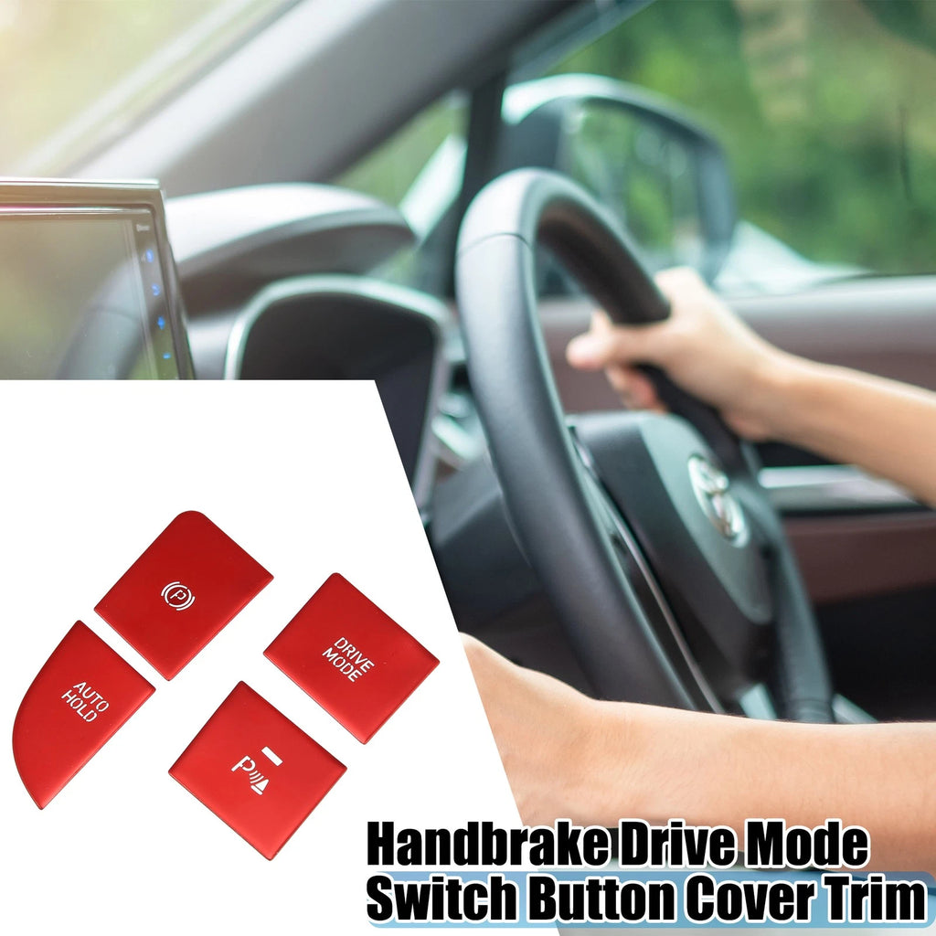 Set of 4 Handbrake Drive Mode Switch Button Covers for Hyundai Elantra (2021–2023) Red