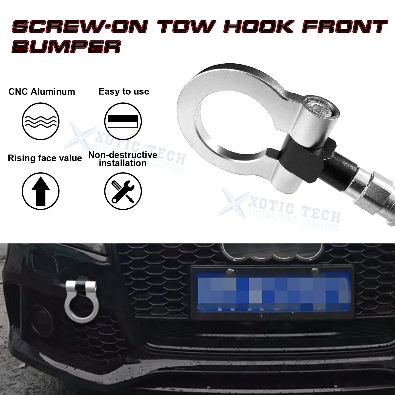 Anodized Alloy Silver Tow Hook for Audi A4 A5 A7 B8 RS7 S4 S5 (2010-2019)