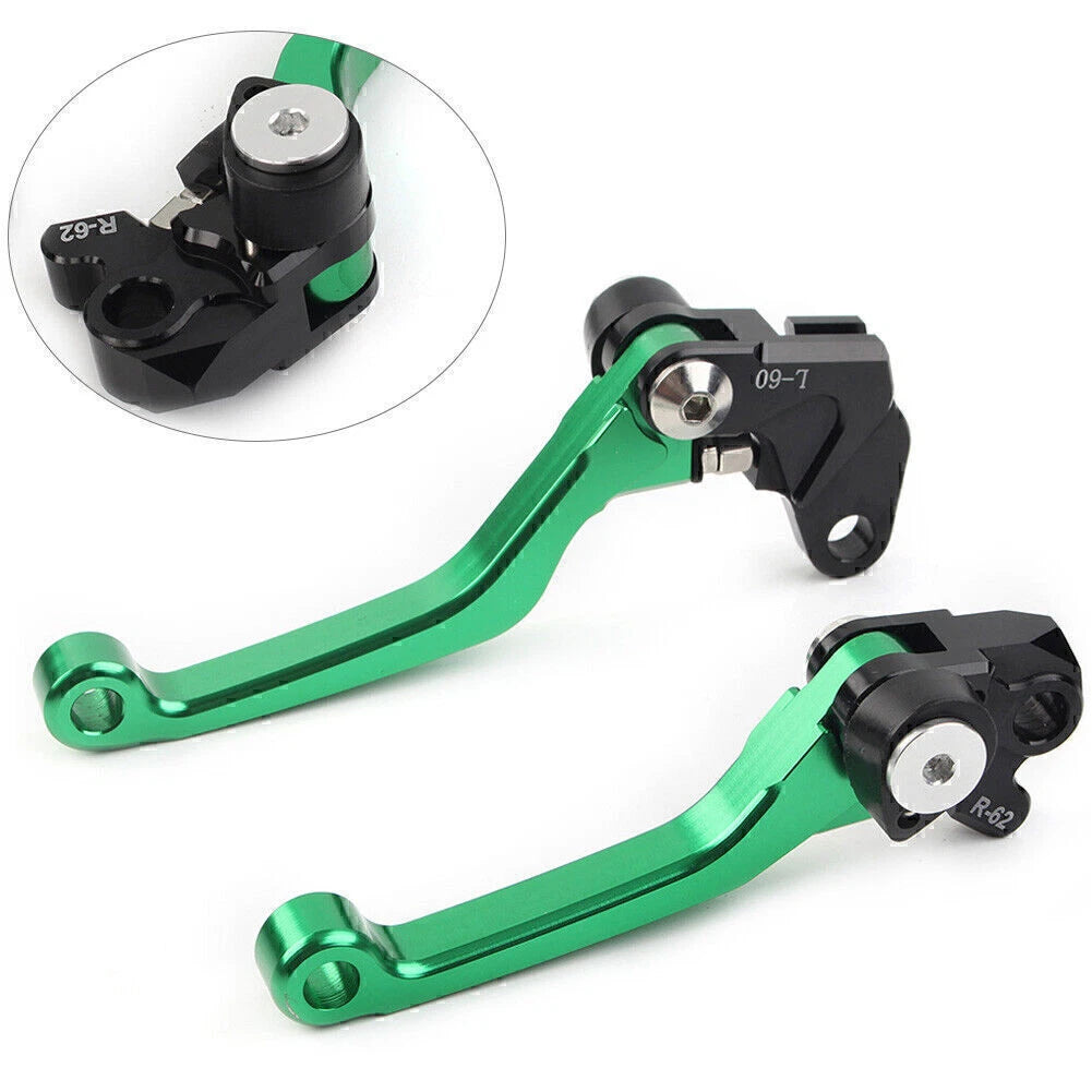 Pair Green Pivot Brake Clutch Levers for Suzuki RM85 RM125 RM250 (2001–2023)