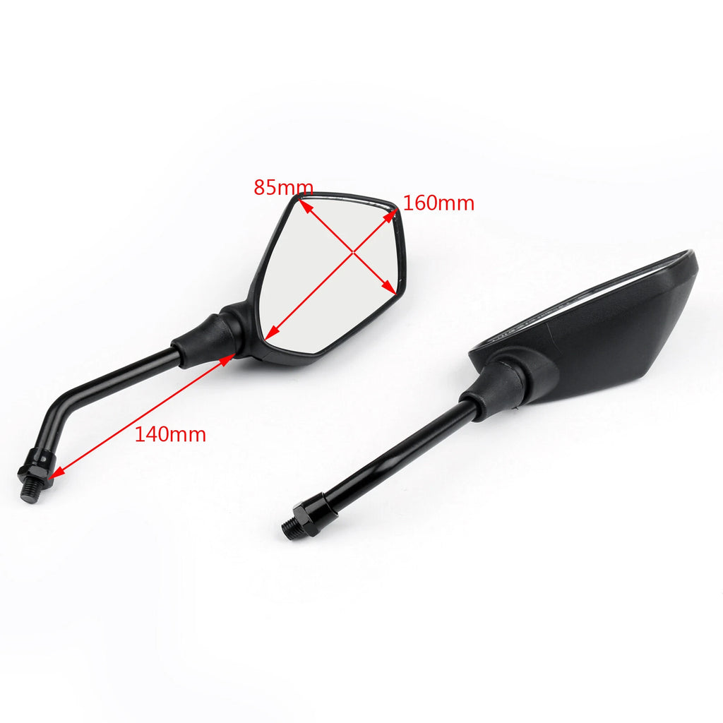 10mm Black Rear View Side Mirrors for Honda Suzuki Kawasaki