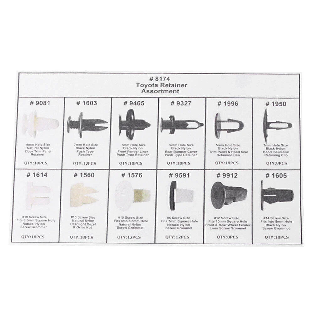 146pcs Fender Fastener Clips for Toyota (Various Years)