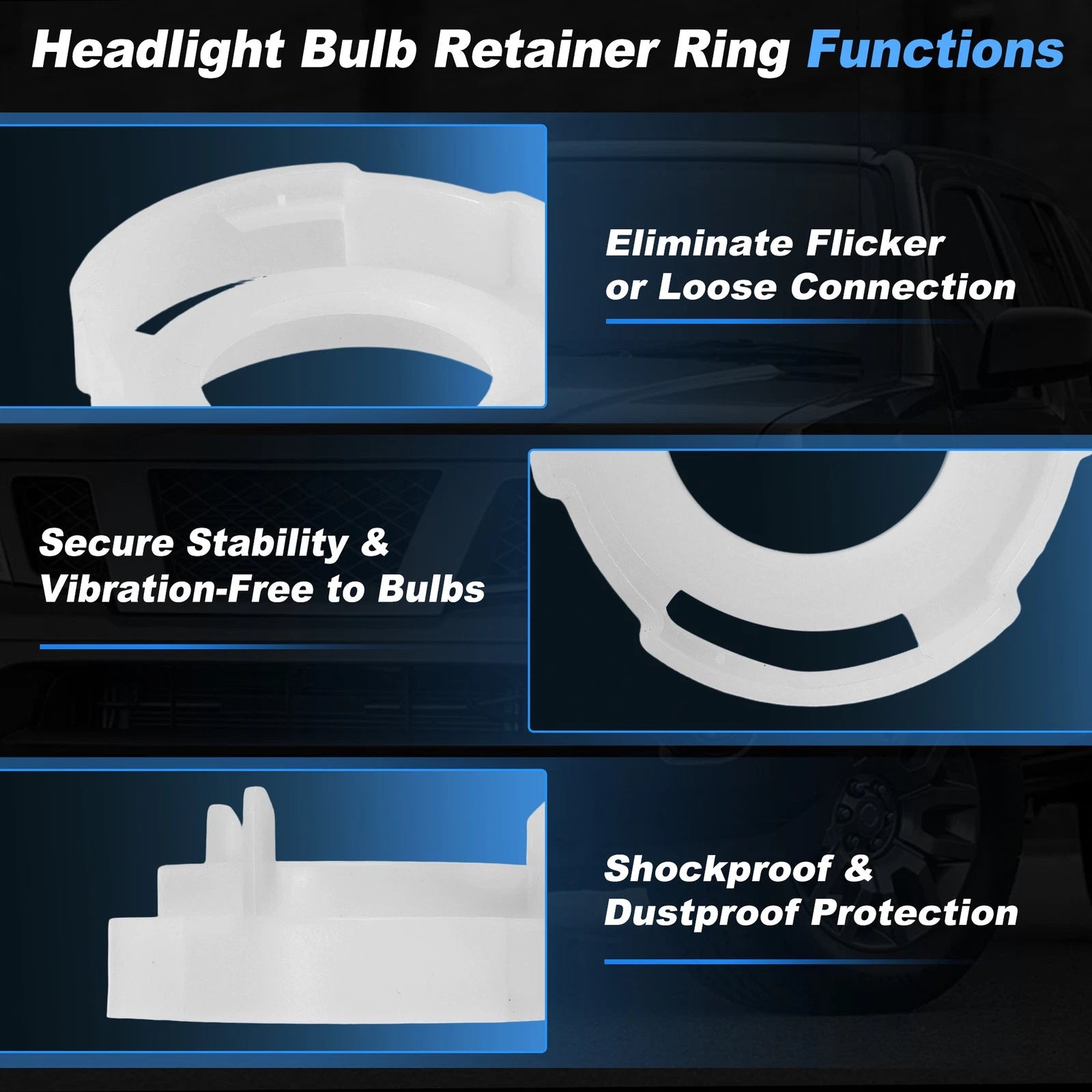 2pc Headlight Bulb Retainer Ring for Nissan Frontier Altima Murano (2005–2023) 260290Z800