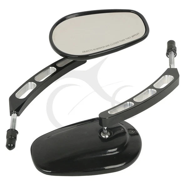 Set of 2 Black/Chrome 8mm Rearview Mirrors for Harley Fat Bob Softail Deluxe (2008–2016)