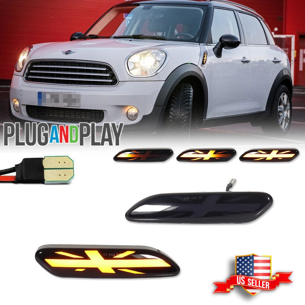 Union Jack Smoke Amber LED Front Side Marker Light for Mini Cooper (2011–2016)