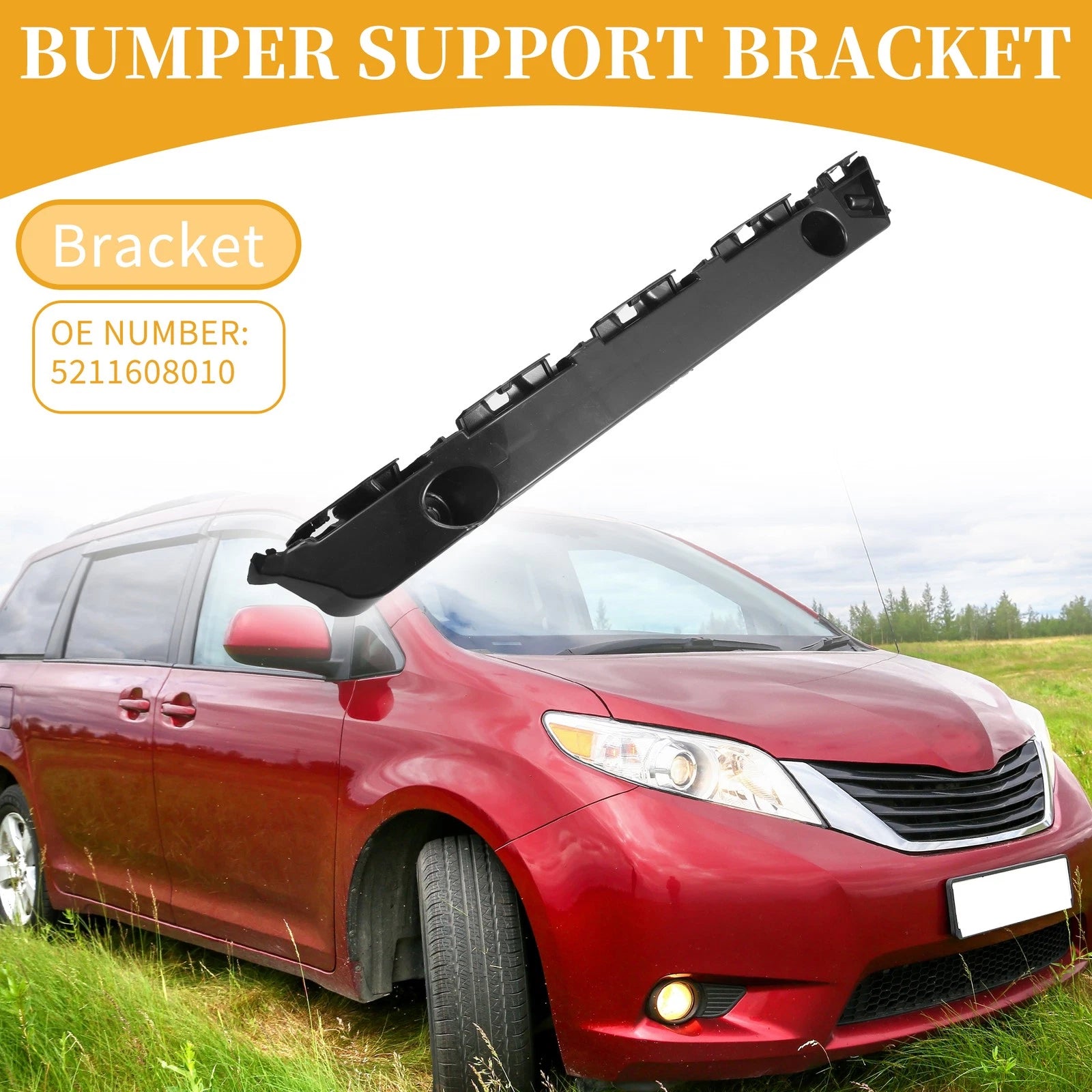 LH Front Bumper Support Bracket for Toyota Sienna (2011–2020) 1 Pc