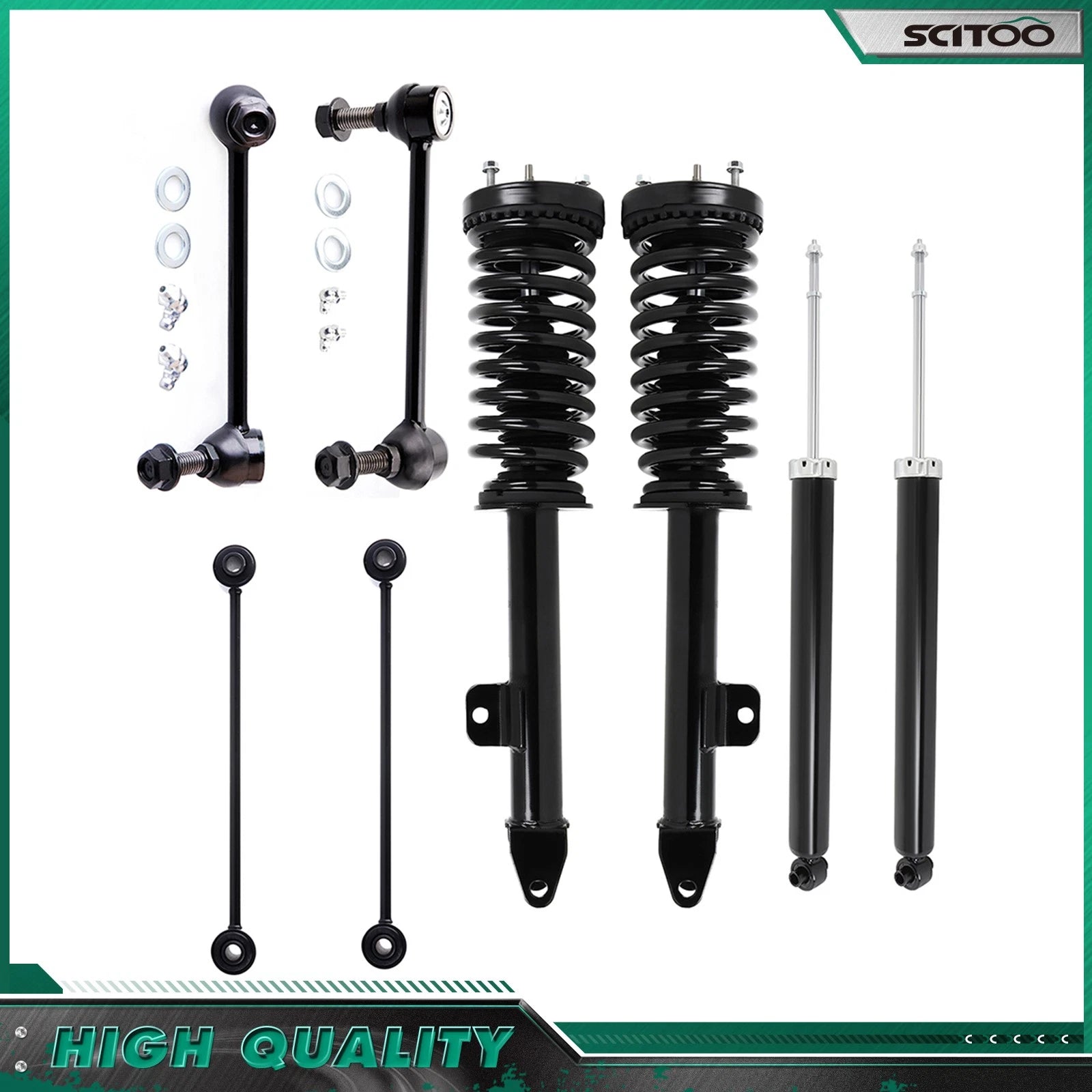 Set of 4 Front Struts Rear Shocks Sway Bars for Chrysler 300 Charger Magnum (2005–2010)