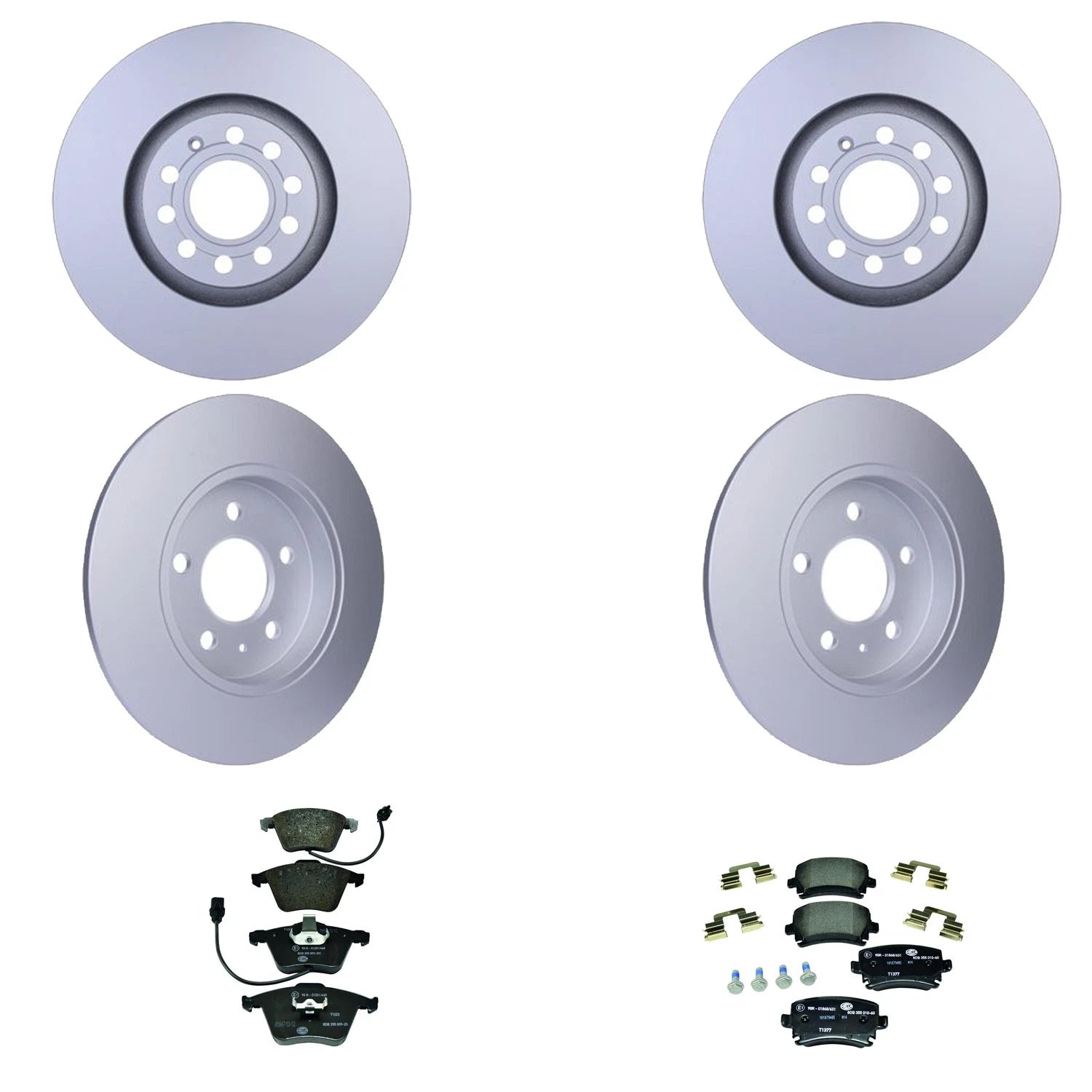 Hella Front Rear Rotors Disc Brake Pad Kit for Audi A4 A4 Quattro (1996–2001)