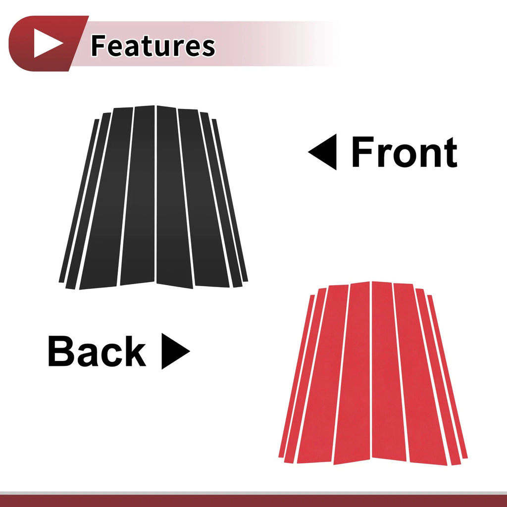 8 Pcs Door Pillar Window Trim for Toyota Prado (2010–2023) Black