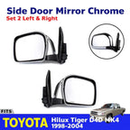 Side Mirror Manual Chrome Pair Fits Toyota Hilux Tiger D4D Pickup 1998-04 D06