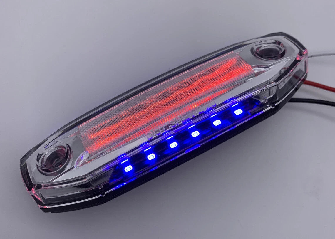 LED Marker Clearance Light w/ Blue Side Ditch for Red Clear Lens (5 Inch)