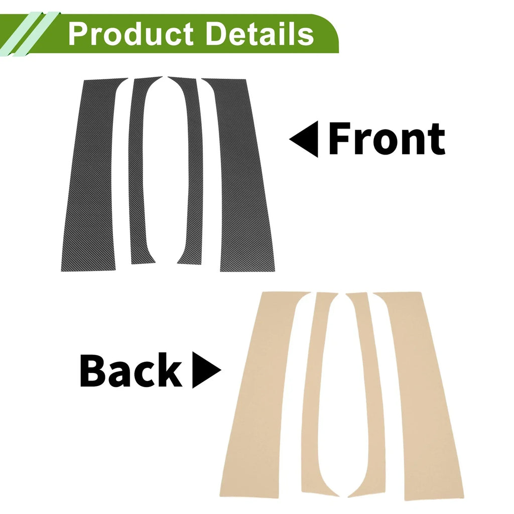 4 Pcs Pillar Window Trim for Dodge Ram 1994-2001 Carbon Fiber Black